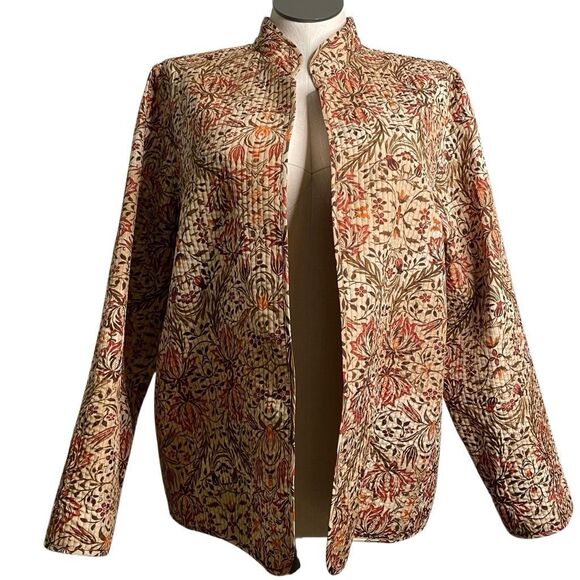 Womens Reversible Quilted Kantha Weave Jacket 1X Mosaic Tapestry Lightweight - Picture 1 of 5